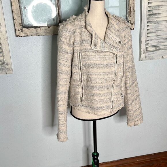 Vici Women's Ivory Collared Striped Jacket Size Large - Picture 3 of 12